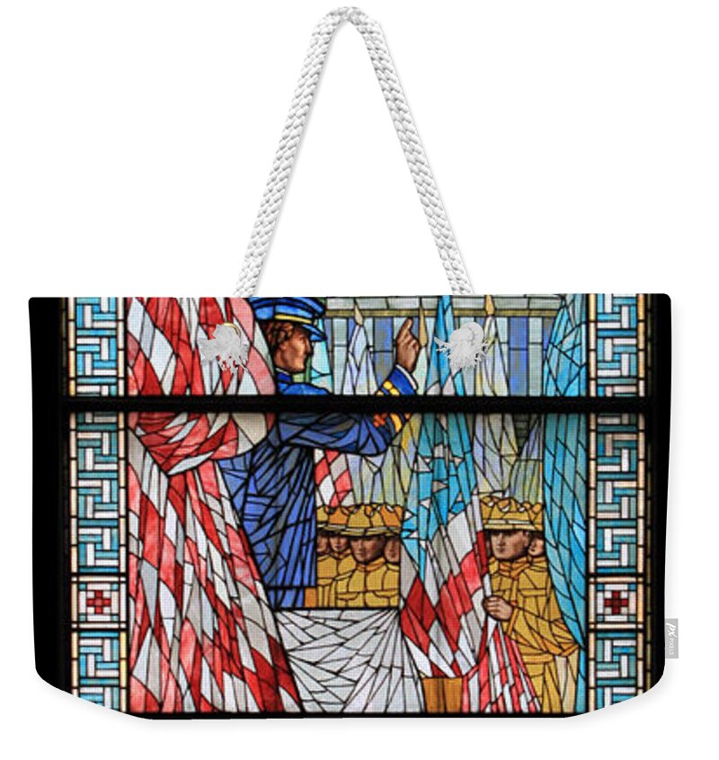Stained Weekender Tote Bag featuring the photograph In God We Trust by J Laughlin