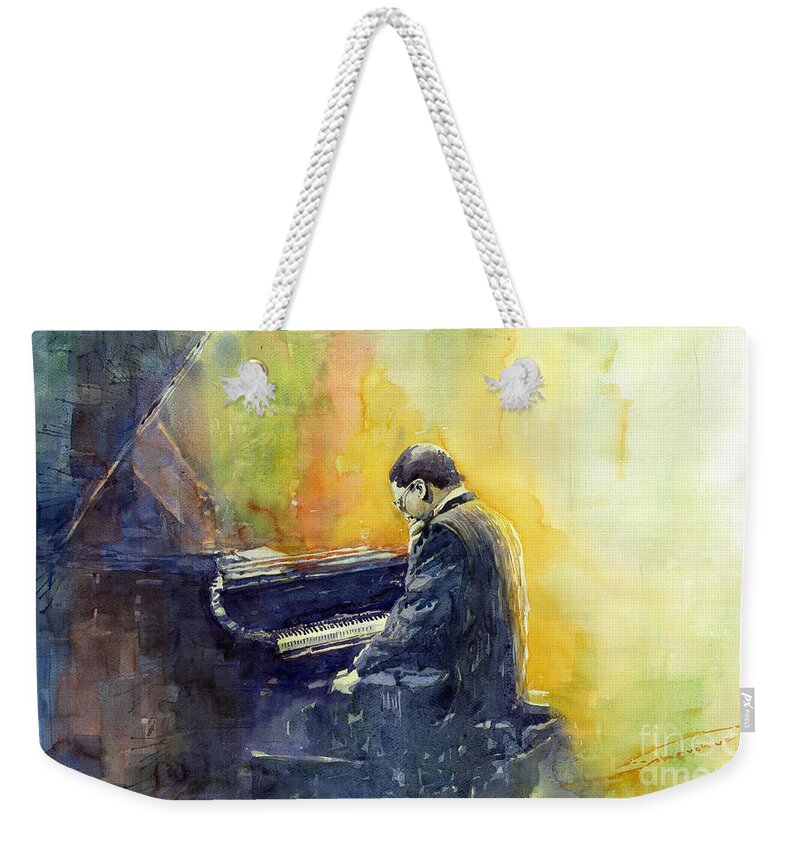 Watercolor Weekender Tote Bag featuring the painting Jazz Herbie Hancock by Yuriy Shevchuk