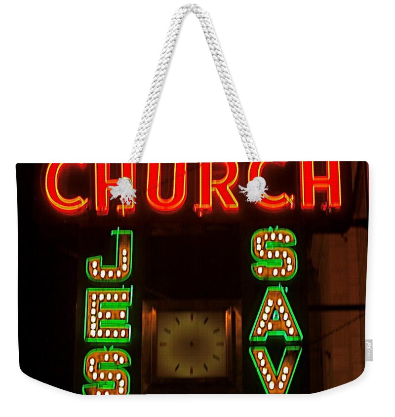 Jesus Saves Weekender Tote Bag featuring the photograph Jesus Saves #2 by Gia Marie Houck