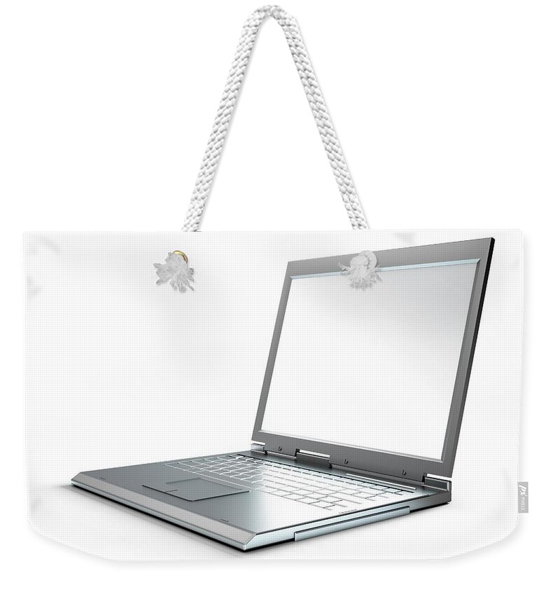 White Background Weekender Tote Bag featuring the digital art Laptop Computer, Artwork #1 by Leonello Calvetti