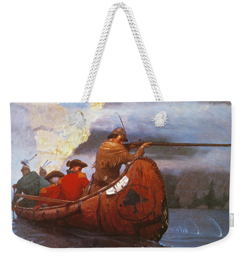 1757 Weekender Tote Bag featuring the drawing Last Of The Mohicans, 1919 by N C Wyeth