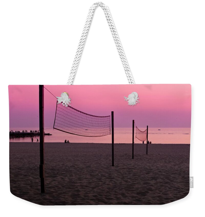 Ludington Weekender Tote Bag featuring the photograph Ludington Beach Sunset  #1 by Lars Lentz