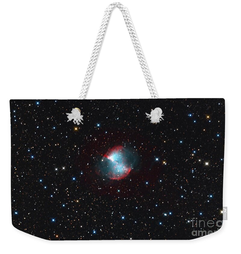 Science Weekender Tote Bag featuring the photograph M27 The Dumbbell Nebula #1 by John Chumack