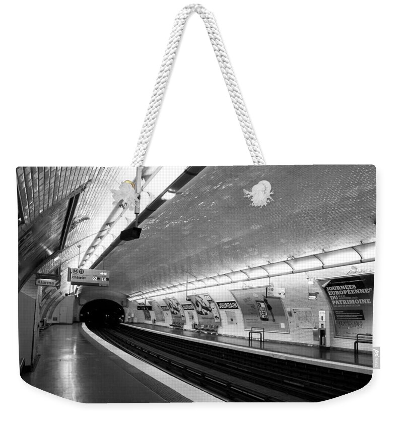 Paris Weekender Tote Bag featuring the photograph Metro Paris #1 by Chevy Fleet