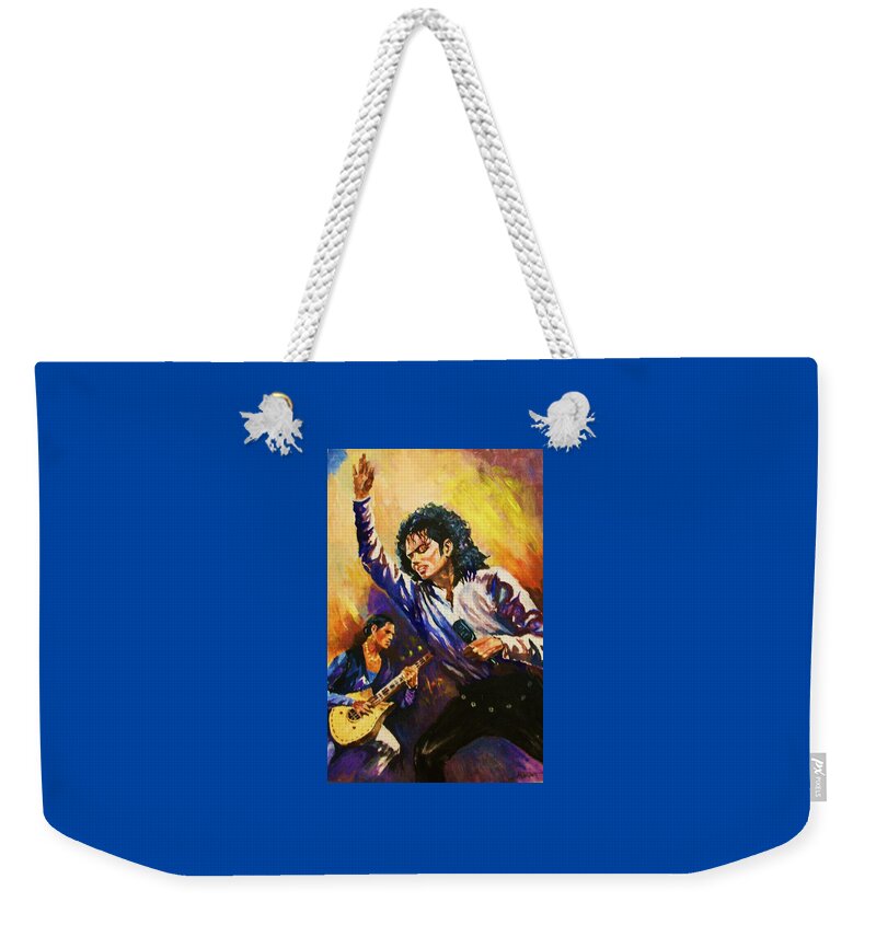 Portraits Weekender Tote Bag featuring the painting Michael Jackson in Concert by Al Brown