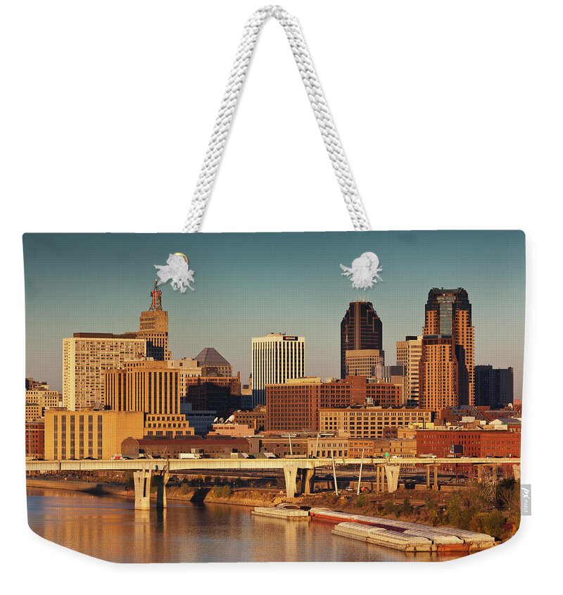 Dawn Weekender Tote Bag featuring the photograph Minneapolis, St. Paul, Minnesota, City #1 by Walter Bibikow