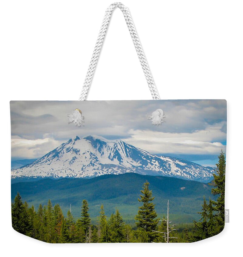 Mt. Adams Weekender Tote Bag featuring the photograph Mt. Adams from Indian Heaven Wilderness #1 by Patricia Babbitt