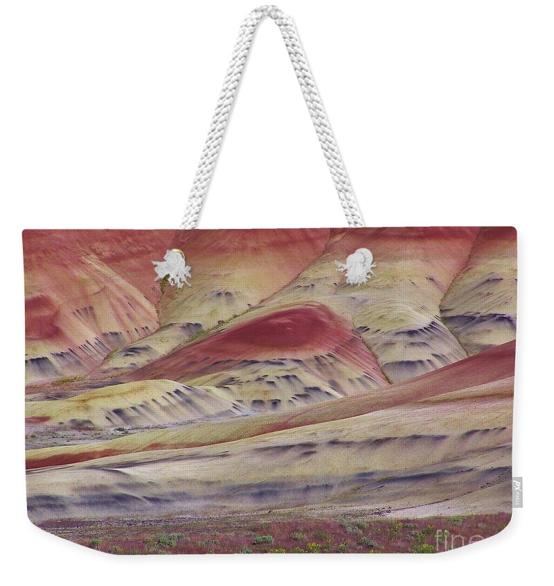 Painted Hills Weekender Tote Bag featuring the photograph John Day Fossil Beds Painted Hills by Michele Penner