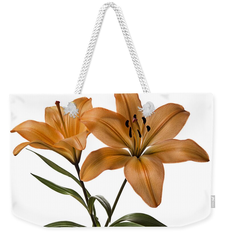 Flower Weekender Tote Bag featuring the photograph Orange Asiatic Lilies #1 by Endre Balogh