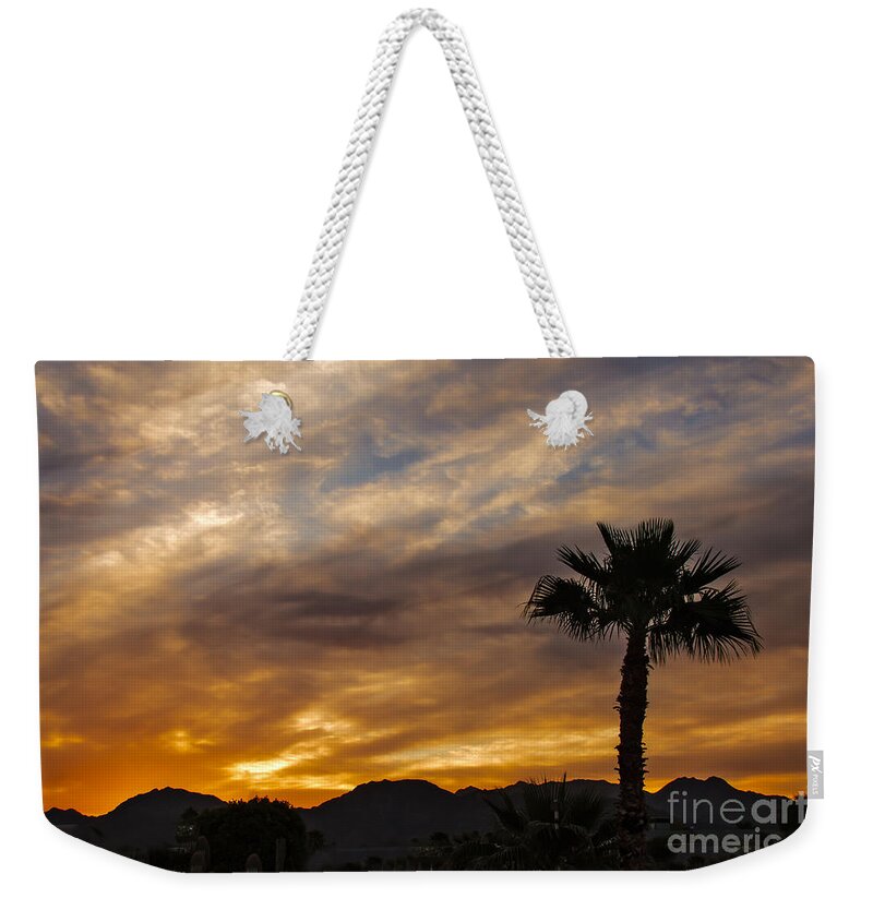 Sunrise Weekender Tote Bag featuring the photograph Palm Tree Silhouette #2 by Robert Bales