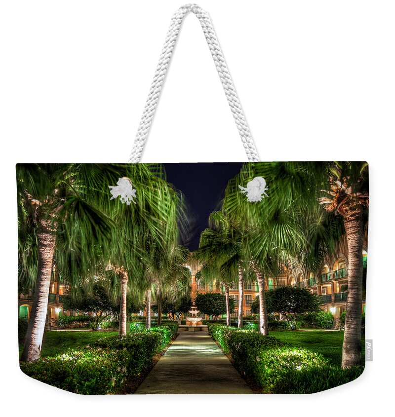 Florida Weekender Tote Bag featuring the photograph Palm Walkway #1 by Tim Stanley