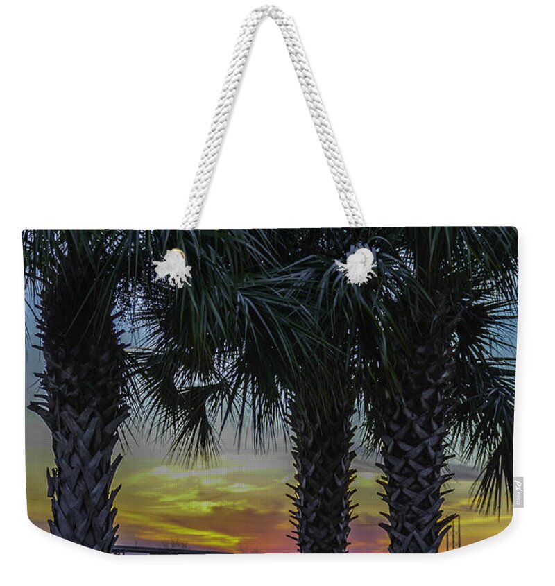 Palm Weekender Tote Bag featuring the photograph Palmetto Sunset #2 by Dale Powell