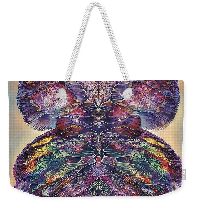 Butterfly Weekender Tote Bag featuring the painting Papalotl Series 3 by Ricardo Chavez-Mendez