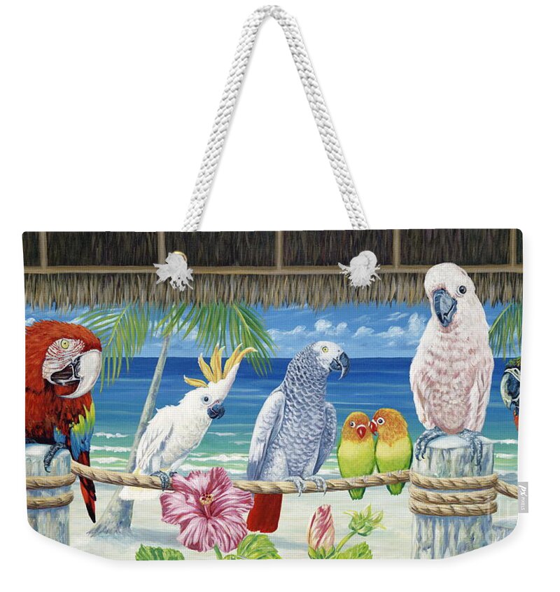 Art Weekender Tote Bag featuring the painting Parrots in Paradise by Danielle Perry