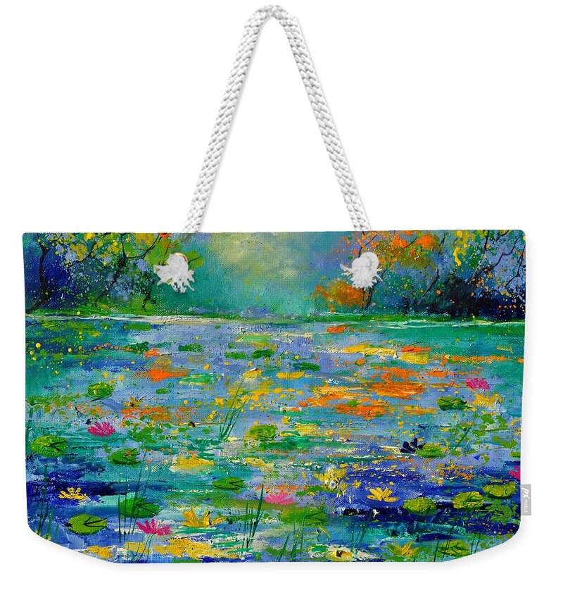 Landscape Weekender Tote Bag featuring the painting Pond 454190 by Pol Ledent