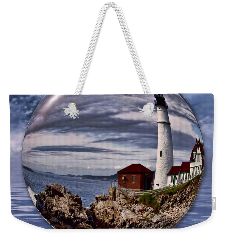 Lighthouse Weekender Tote Bag featuring the photograph Portland Head #1 by Shirley Mangini
