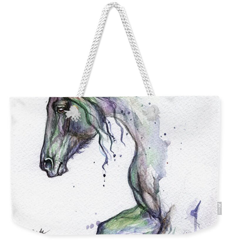 Horse Weekender Tote Bag featuring the painting Rainbow Horse #1 by Ang El