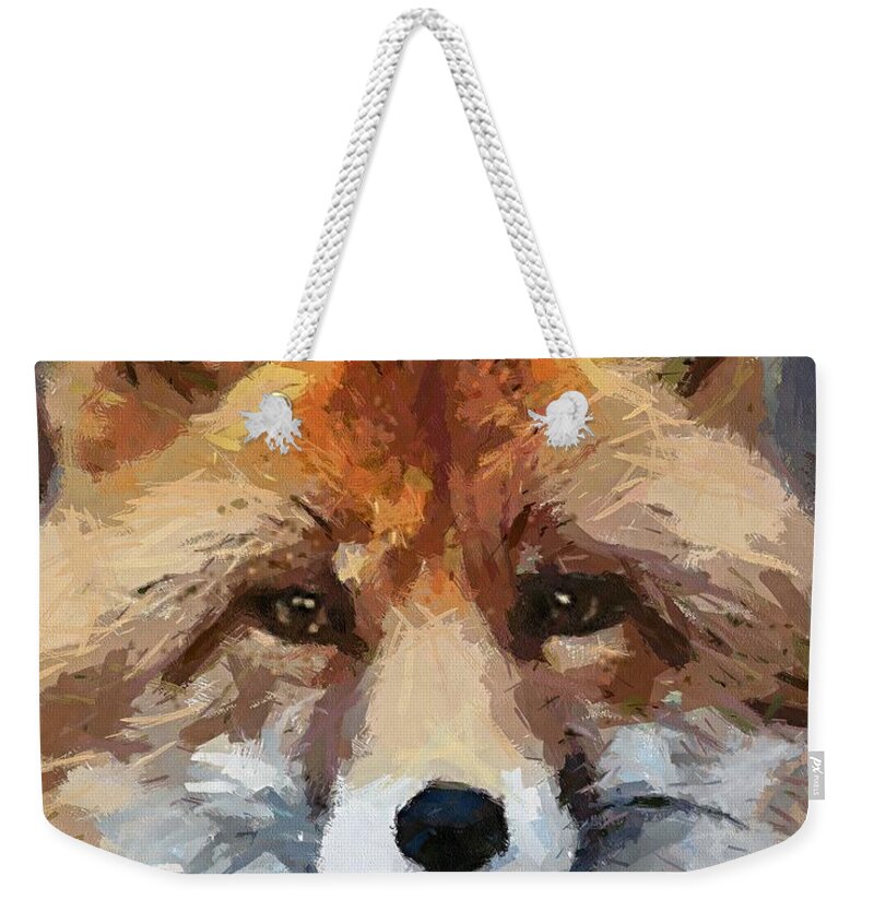 Expression Weekender Tote Bag featuring the painting Red Fox #1 by Dragica Micki Fortuna