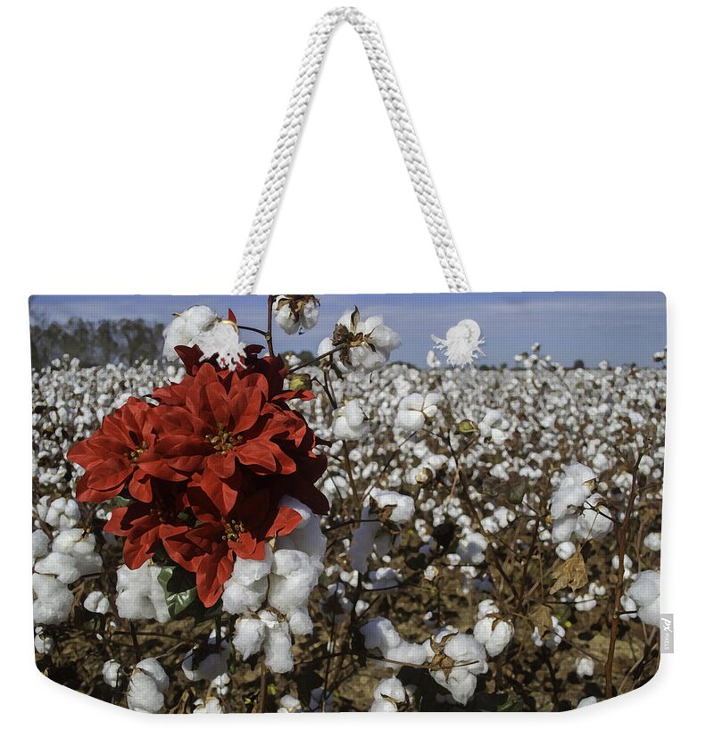Christmas Weekender Tote Bag featuring the digital art Red in the Cotton #1 by Michael Thomas