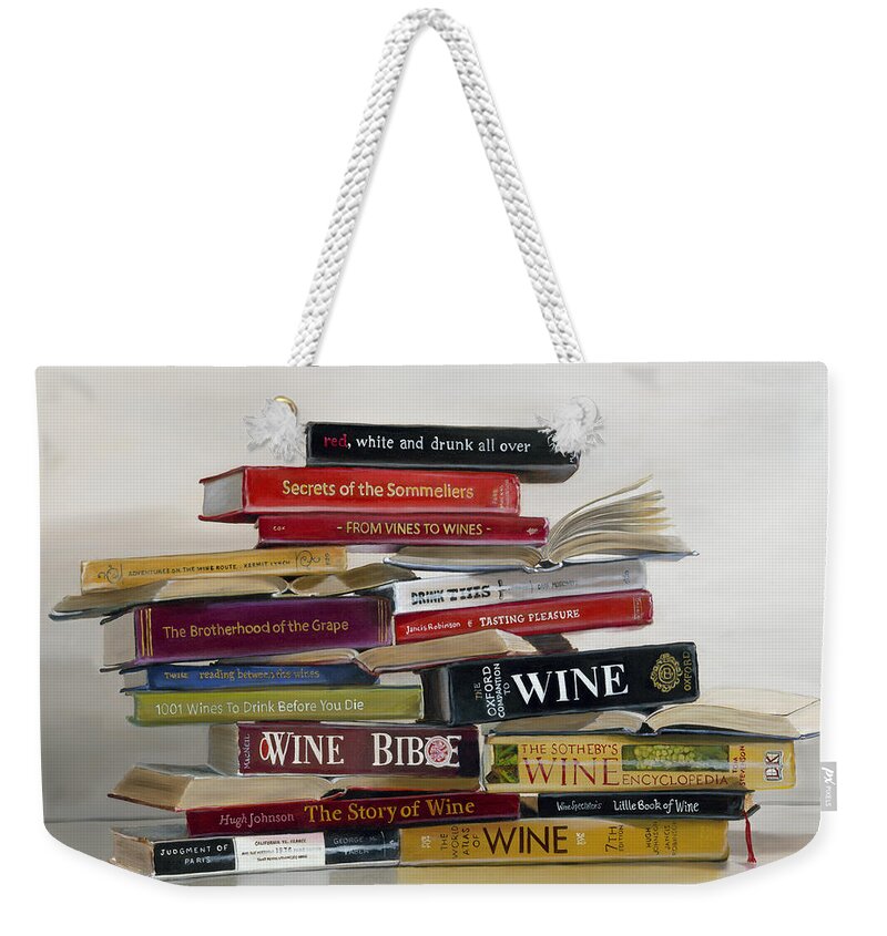 Red Weekender Tote Bag featuring the painting Red White and Drunk All Over by Gail Chandler