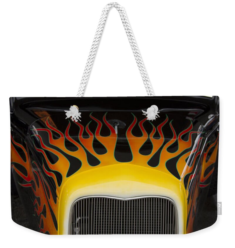 American Weekender Tote Bag featuring the photograph Riding the Flame #1 by Jack R Perry