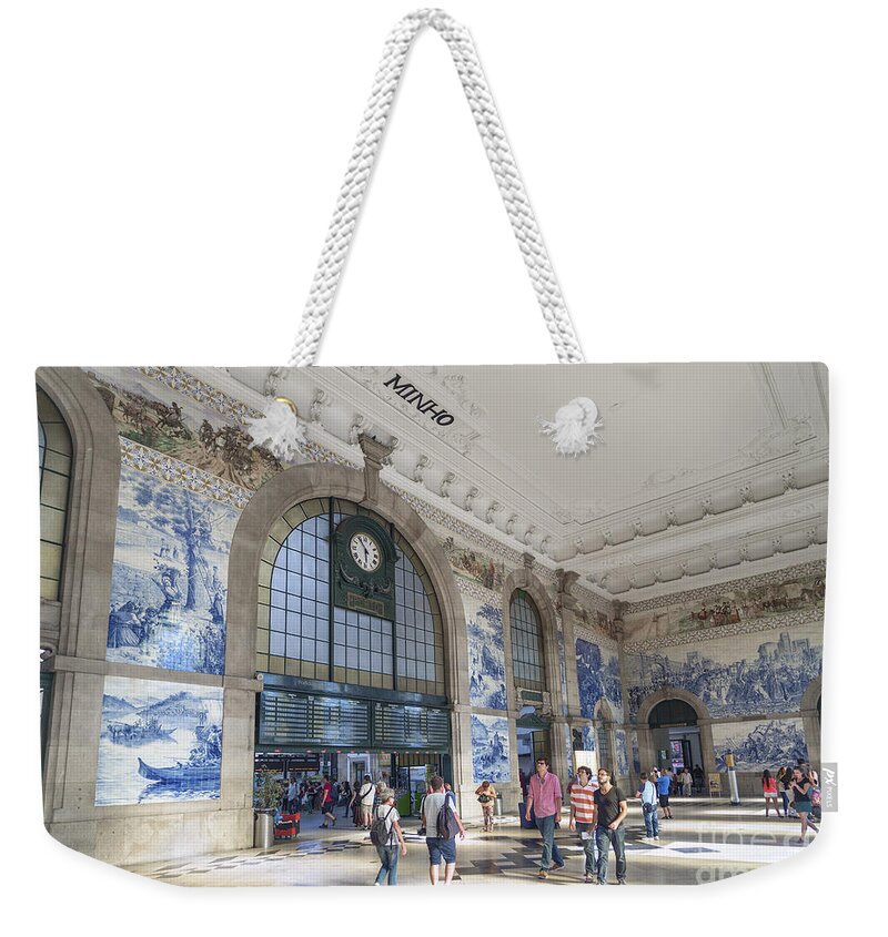 Architecture Weekender Tote Bag featuring the photograph Sao Bento Railway Station Porto Portugal #1 by JM Travel Photography