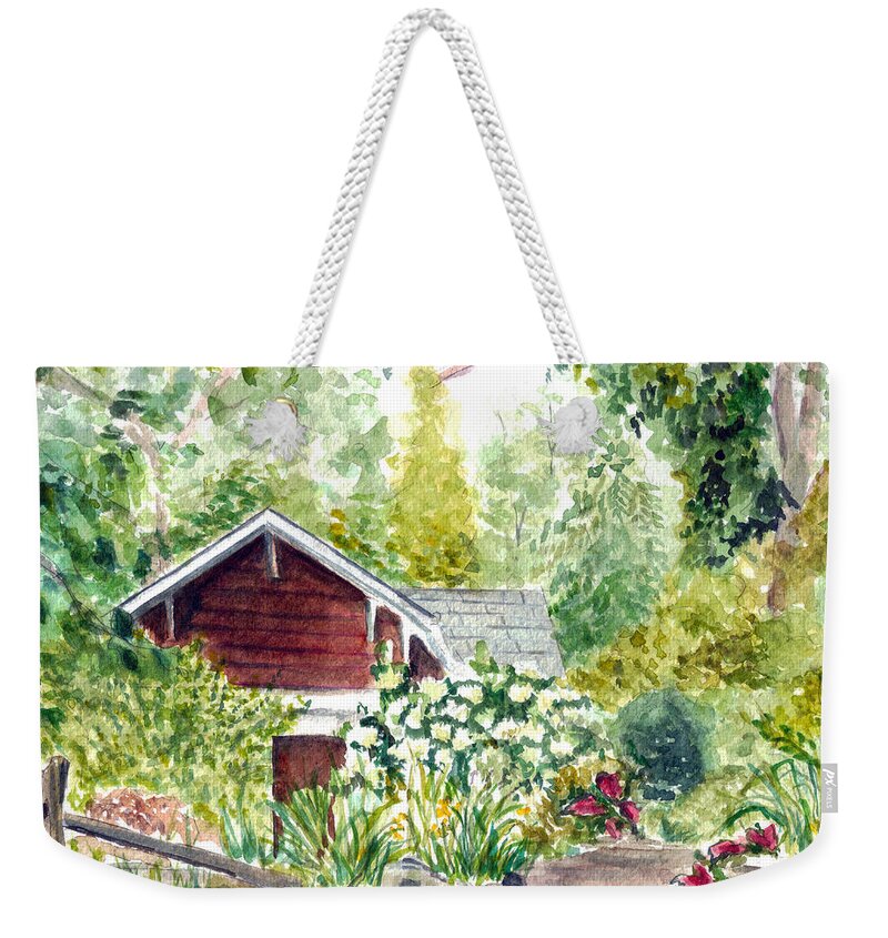 Sayen Garden Weekender Tote Bag featuring the painting Sayen woods #1 by Clara Sue Beym