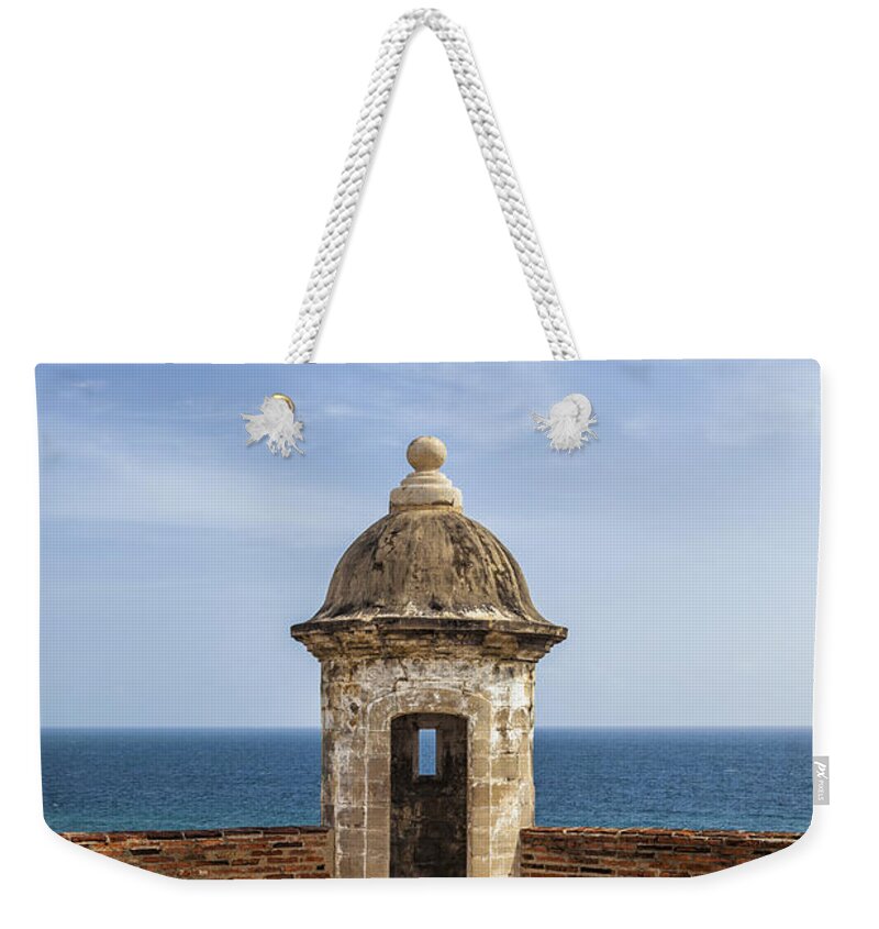Built Structure Weekender Tote Bag featuring the photograph Sentry Box in Old San Juan Puerto Rico #1 by Bryan Mullennix