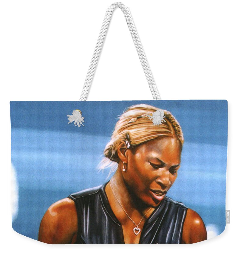 Serena Williams Weekender Tote Bag featuring the painting Serena Williams by Paul Meijering