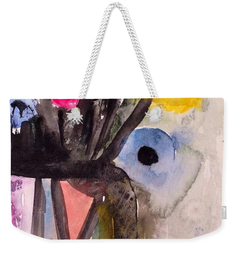 Floral Weekender Tote Bag featuring the painting Series My Valentine #1 by Sherry Harradence