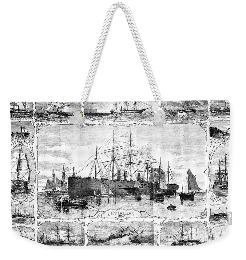 1858 Weekender Tote Bag featuring the painting Ships Great Eastern, 1858 #1 by Granger