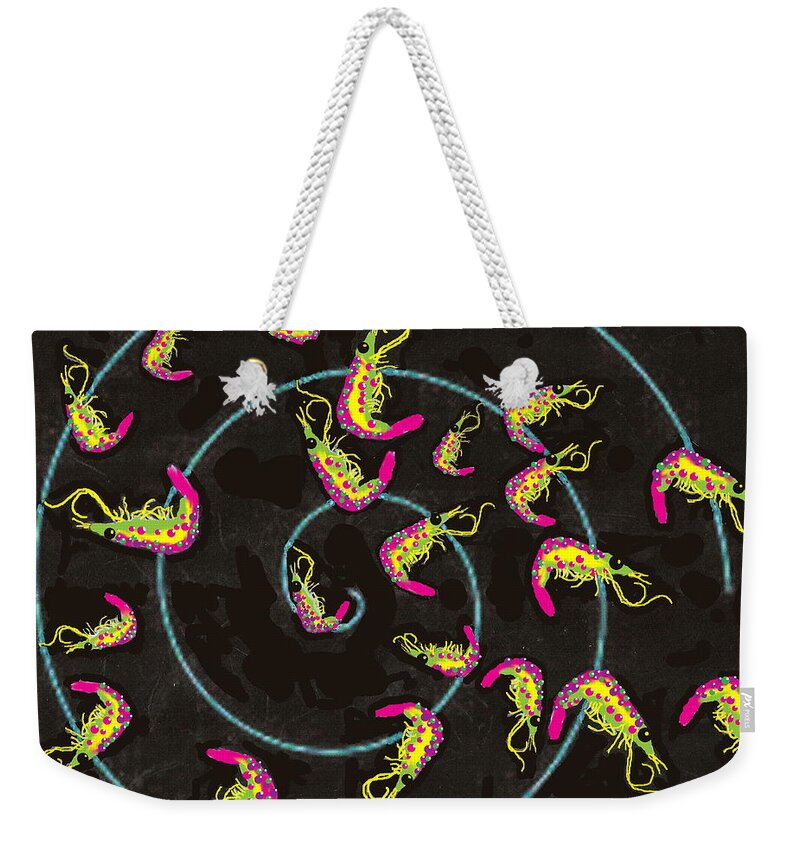  Weekender Tote Bag featuring the digital art Shrimp Fractals Run Amuk #1 by R Allen Swezey