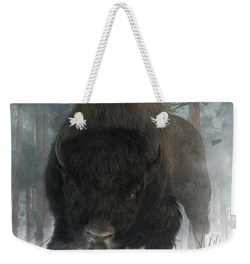 Bison Weekender Tote Bag featuring the digital art Spirit of Winter #1 by Daniel Eskridge
