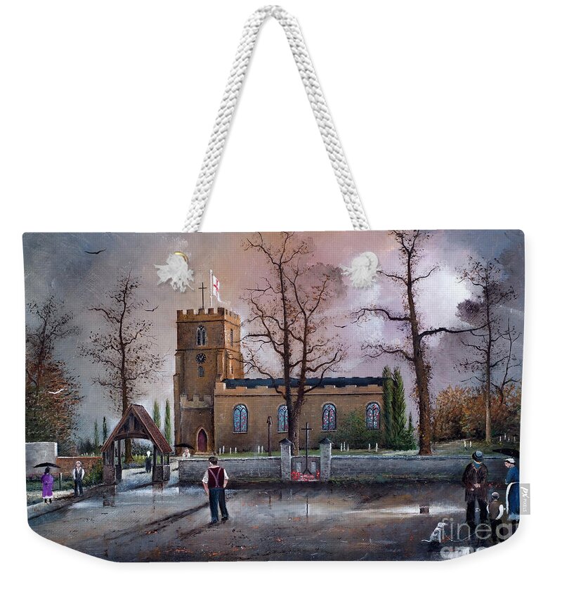 Countryside Weekender Tote Bag featuring the painting St. Mary's Church - Kingswinford - England by Ken Wood
