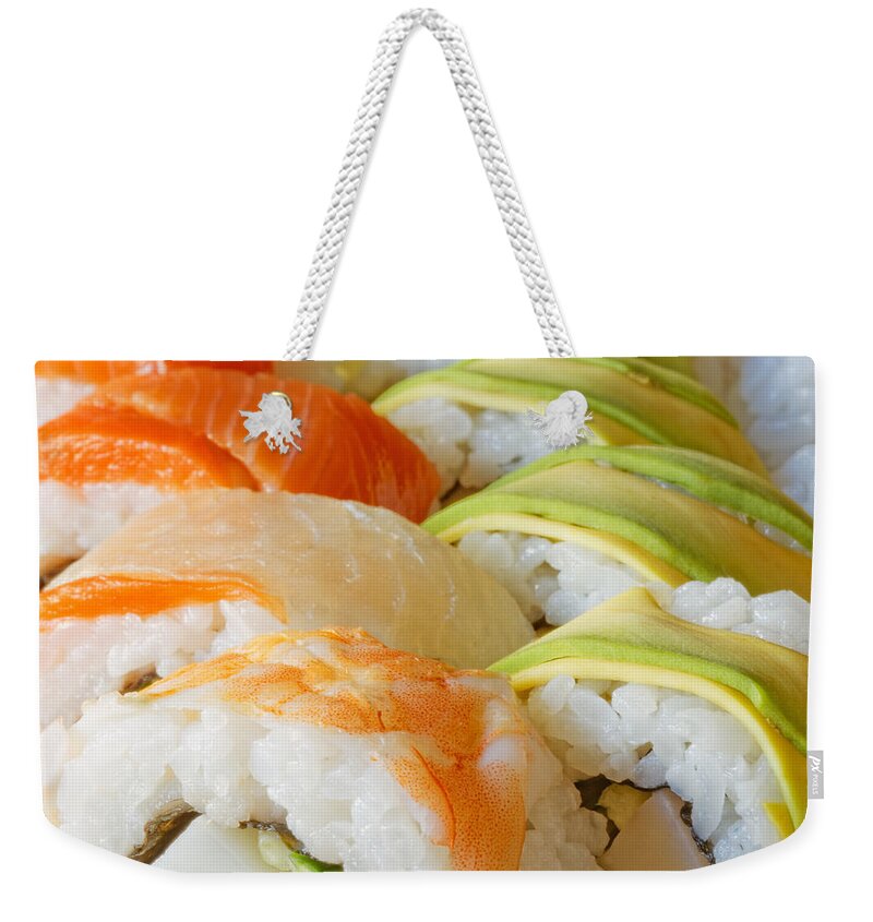 Appetizer Weekender Tote Bag featuring the photograph Sushi #1 by Peter Lakomy