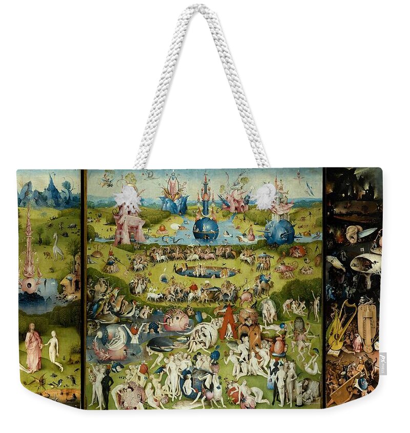 Hieronymus Bosch Weekender Tote Bag featuring the painting The Garden Of Earthly Delights by Hieronymus Bosch