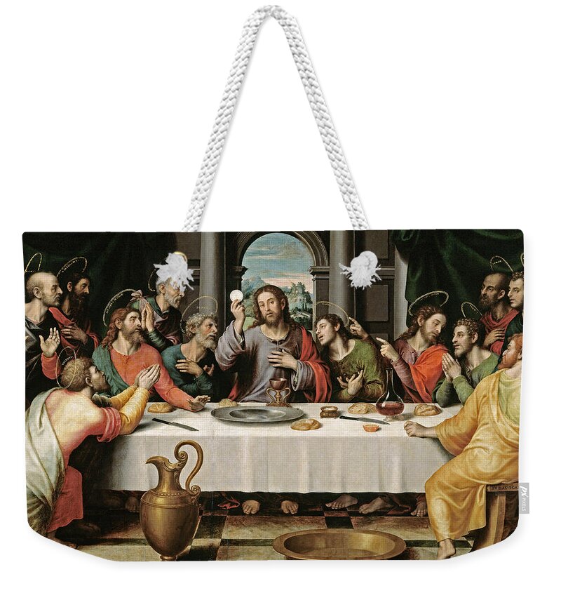 Juan De Juanes Weekender Tote Bag featuring the painting The Last Supper #3 by Juan de Juanes