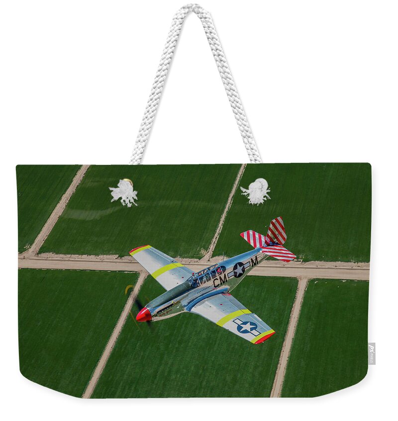 Military Airplane Weekender Tote Bag featuring the photograph Tp-51c Mustang In Flight Over Arizona #1 by Scott Germain/stocktrek Images
