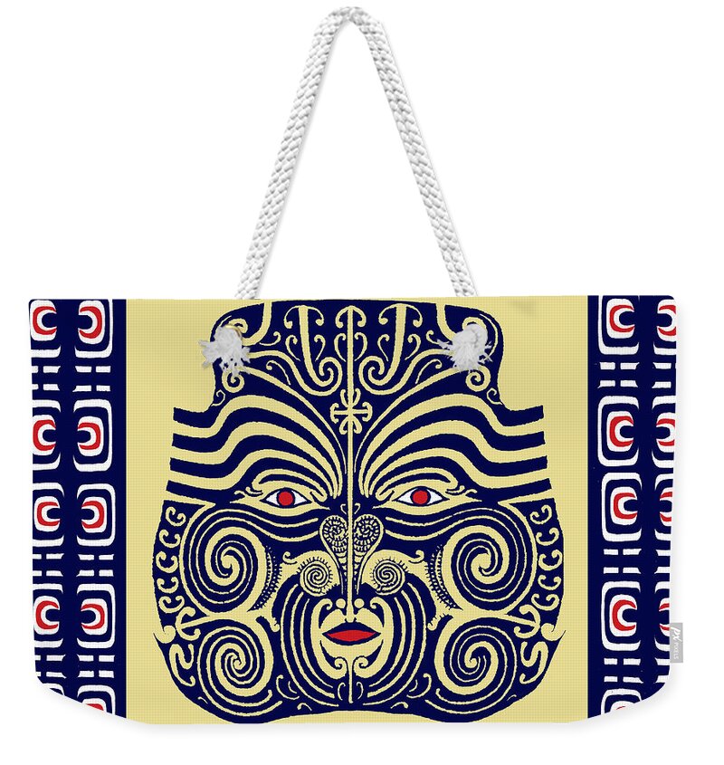 Tattoo Weekender Tote Bag featuring the digital art Marquesas Tribal Spirits by Vagabond Folk Art - Virginia Vivier