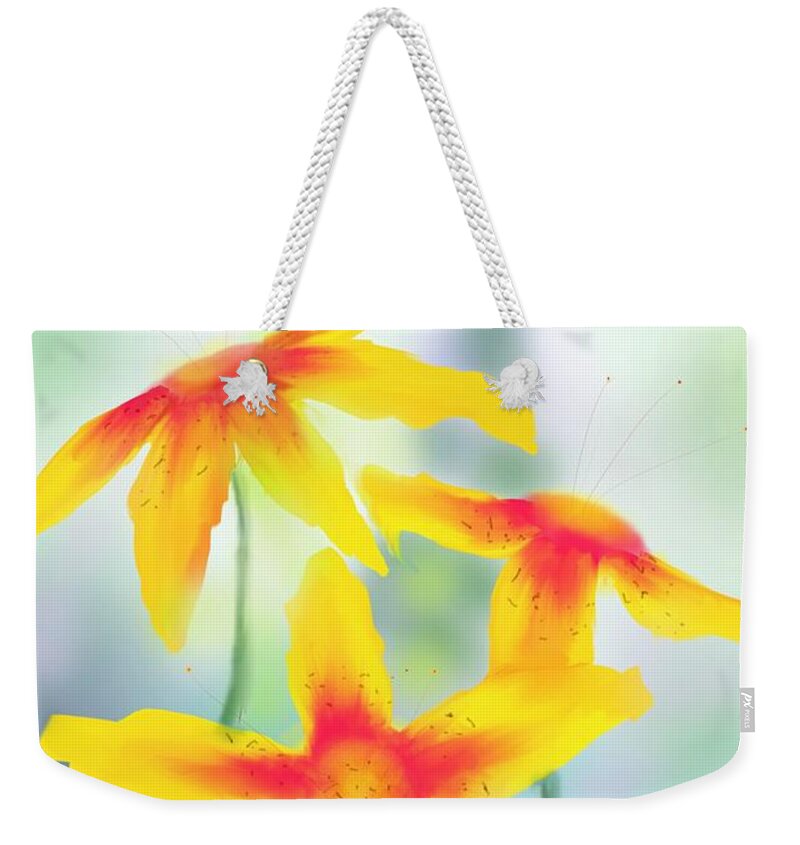 Flowers Weekender Tote Bag featuring the digital art Triplets by Douglas Day Jones