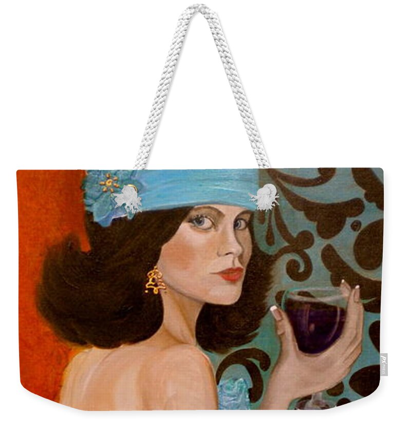 Woman Weekender Tote Bag featuring the painting Veronica by Debi Starr