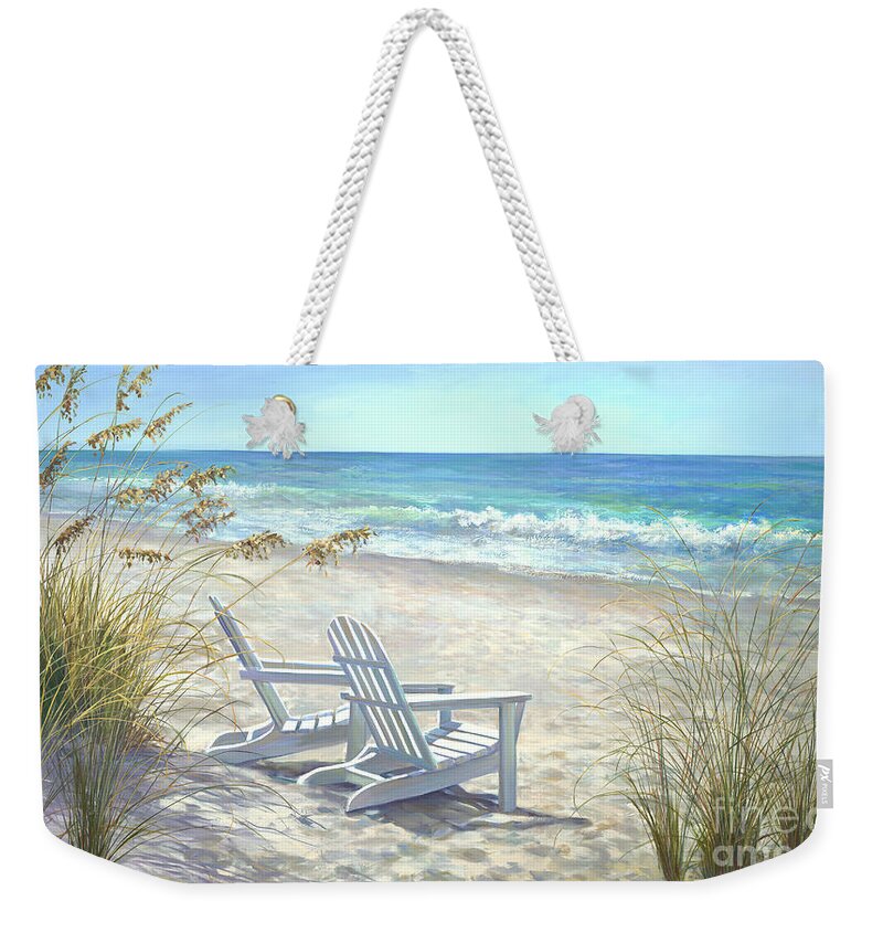 Beaches Weekender Tote Bag featuring the painting View for two. by Laurie Snow Hein