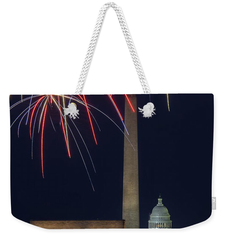 Fireworks Weekender Tote Bag featuring the photograph Washington DC Fourth 3 by Erika Fawcett