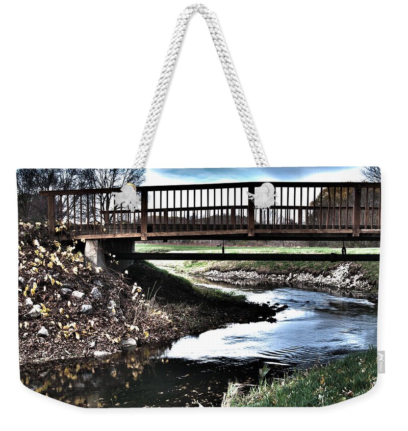 Bridge Weekender Tote Bag featuring the photograph Water under the Bridge #1 by Deborah Klubertanz