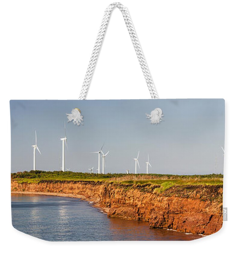 Windmills Weekender Tote Bag featuring the photograph Wind turbines on atlantic coast 1 by Elena Elisseeva