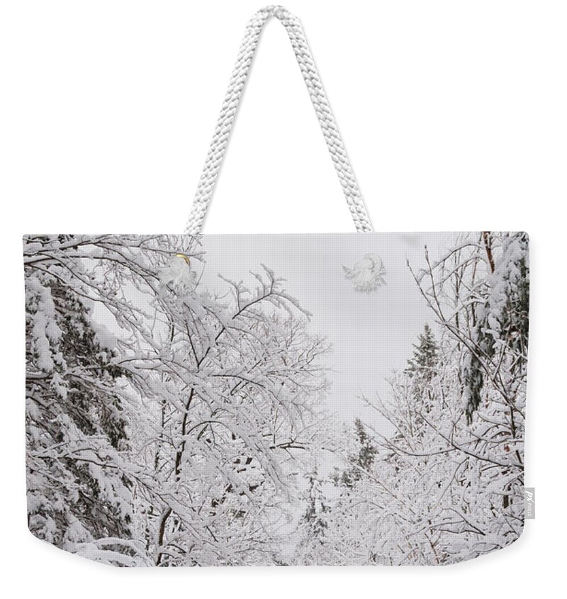  Weekender Tote Bag featuring the photograph Winter Road #1 by Cheryl Baxter