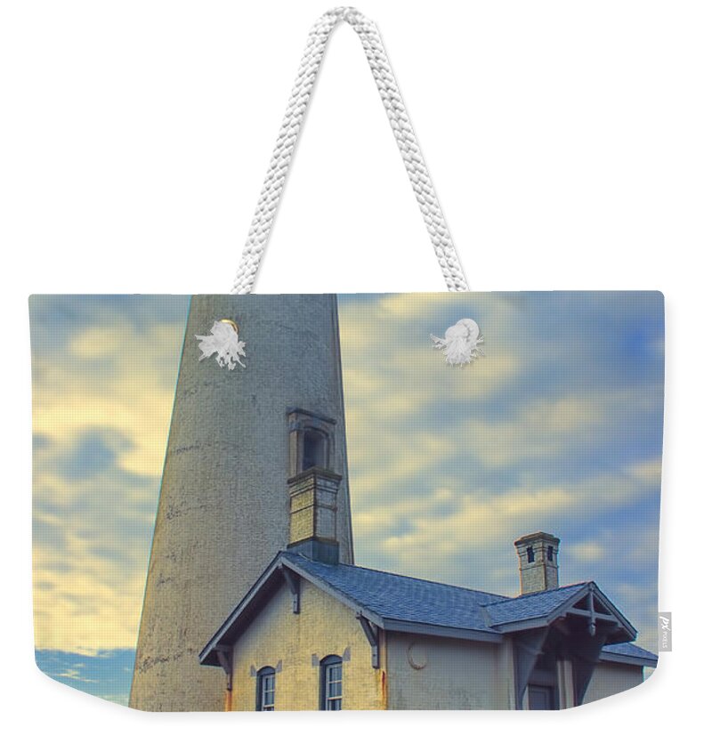 Yaquina Head Weekender Tote Bag featuring the photograph Yaquina Head Lighthouse in color by Cathy Anderson