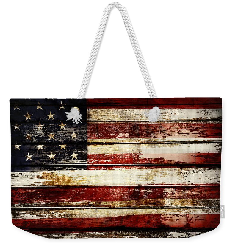 Flag Weekender Tote Bag featuring the photograph American flag 33 by Les Cunliffe