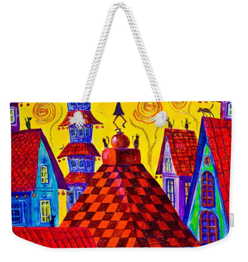 Magic Town Weekender Tote Bag featuring the painting 1099 Magic Town 4 - gilded by Maxim Komissarchik