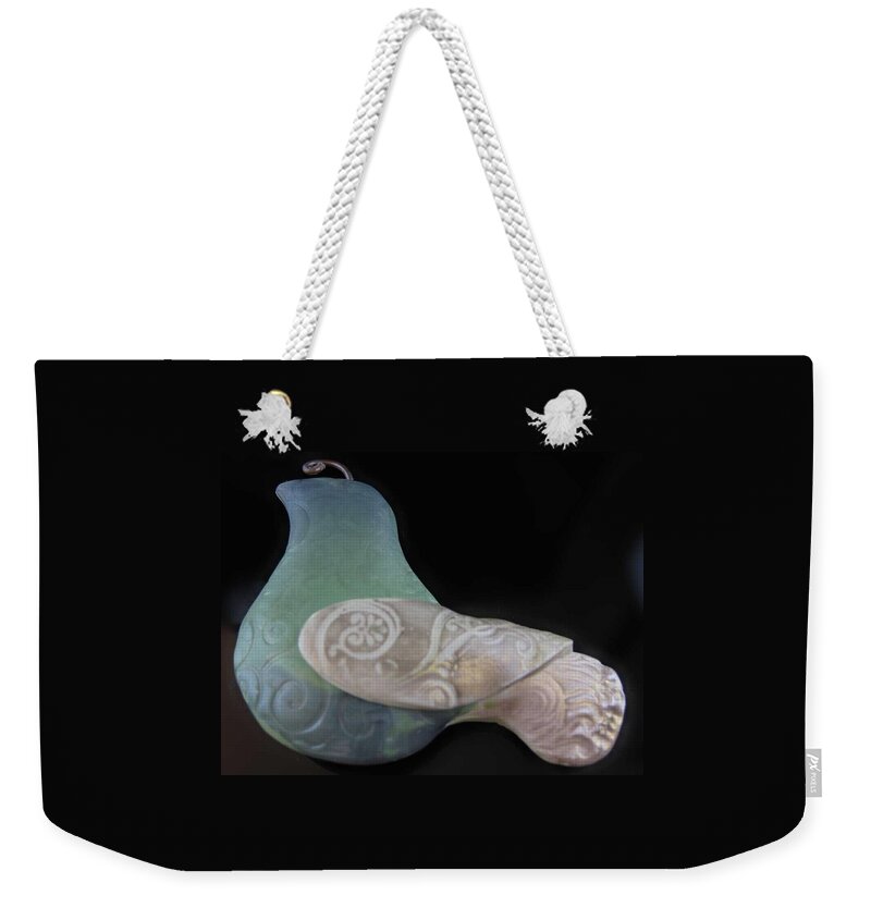 Pin Weekender Tote Bag featuring the jewelry 1134 Partridge Pin by Dianne Brooks